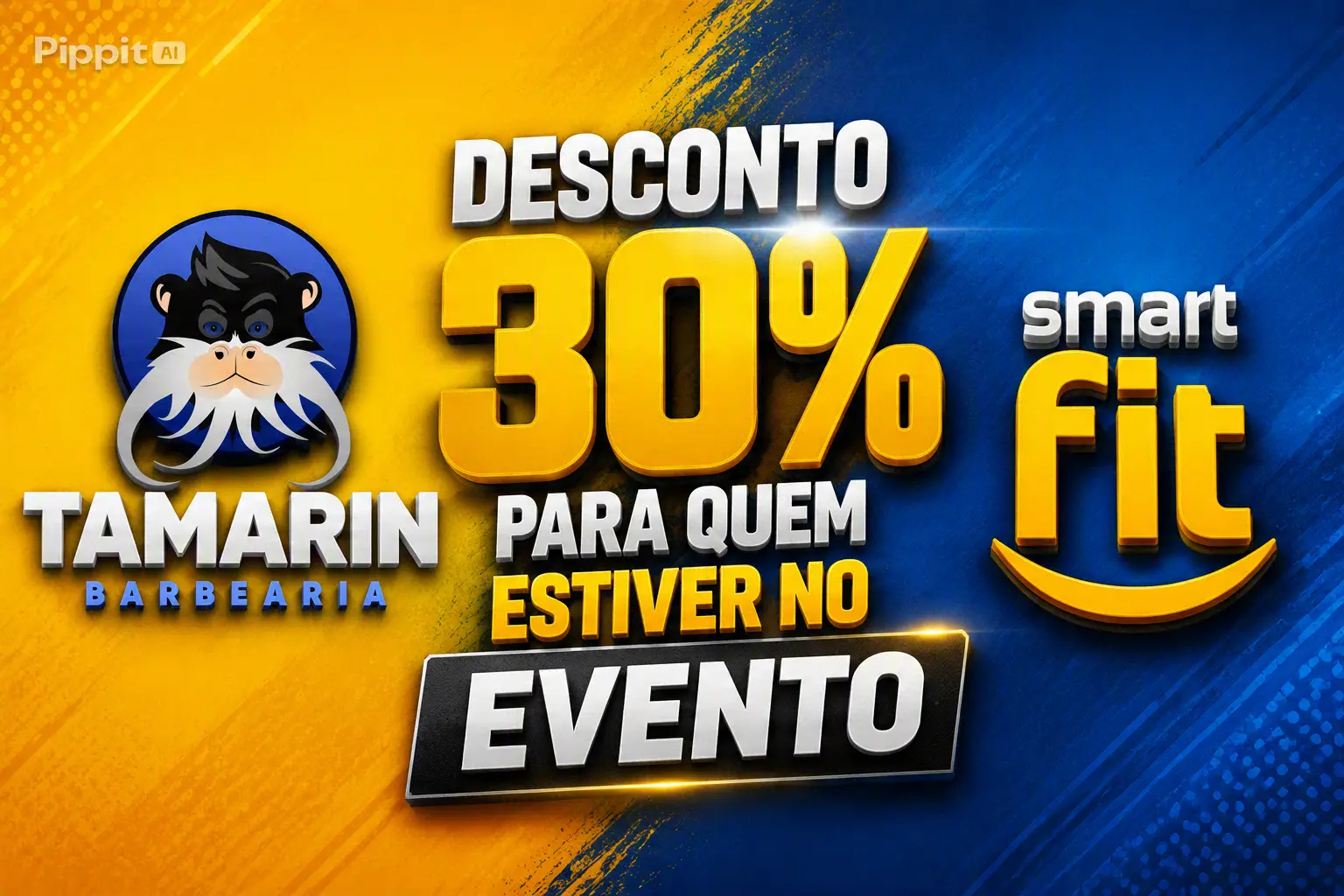 Banner da parceria Smart Fit Havan Rio Verde e Tamarin Barbearia com 30% de desconto