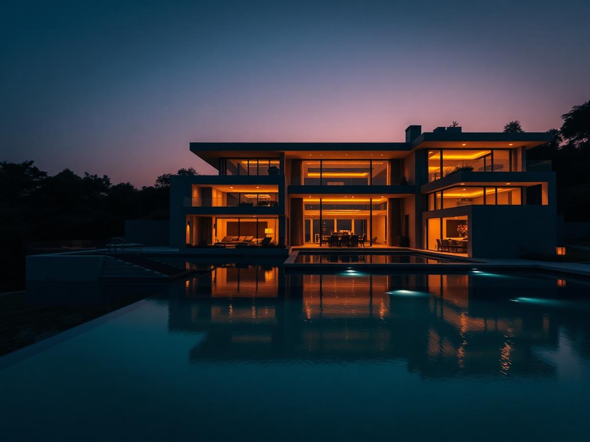 Mansão contemporânea com piscina em condomínio fechado